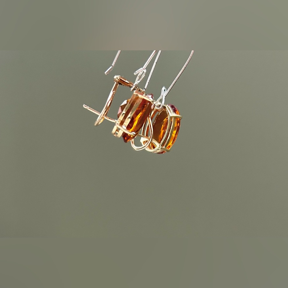 Exquisite Oversized AAA Madeira Citrine & 14K Gold Lever Back Earrings - Picture 14 of 15